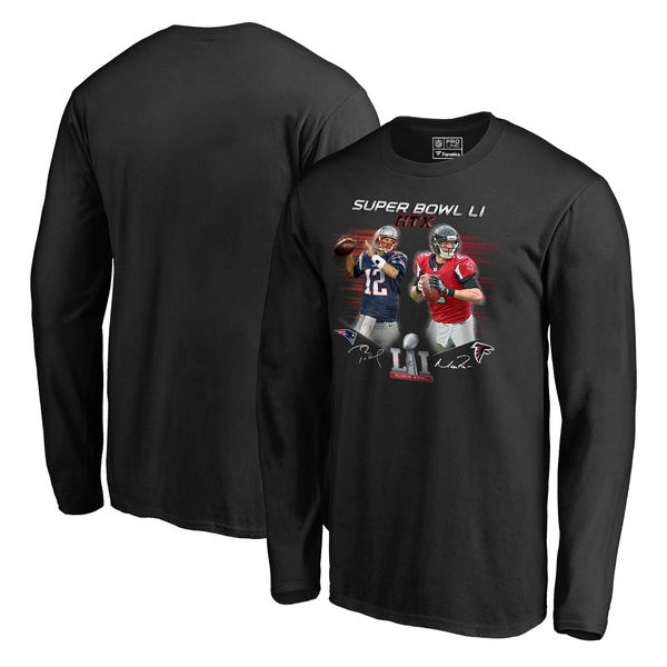 New England Patriots vs. Atlanta Falcons Pro Line by Fanatics Branded Super Bowl LI Dueling Player Matchup Long Sleeve T-Shirt - Black